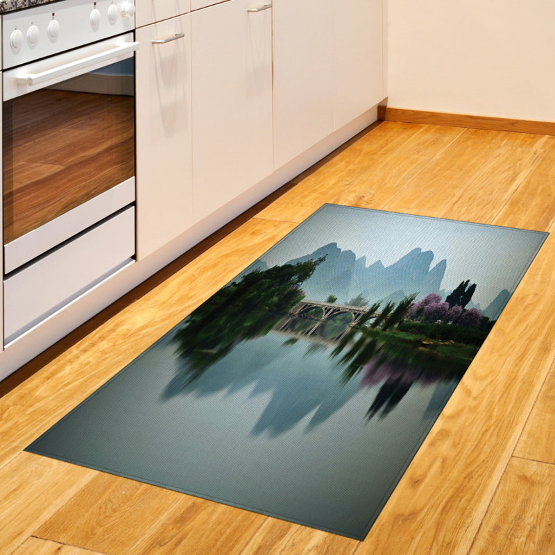 Japanese Landscape High Density Long Fiber Poly Threads Decorative Area Rug Carpet, Rectangle 2'7" x 5'