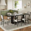 Ensemble de table de salle à manger extensible 7 pièces avec table à tréteaux et 6 chaises rembourrées-1805432754-1805432752