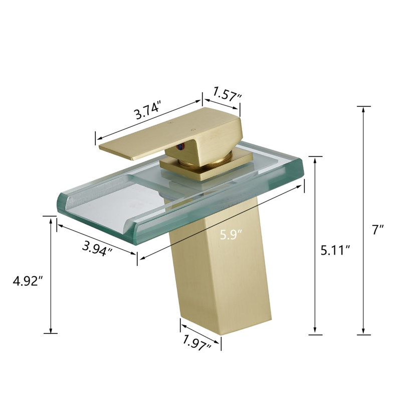 Robinet de lavabo de salle de bain monocommande en laiton avec DEL