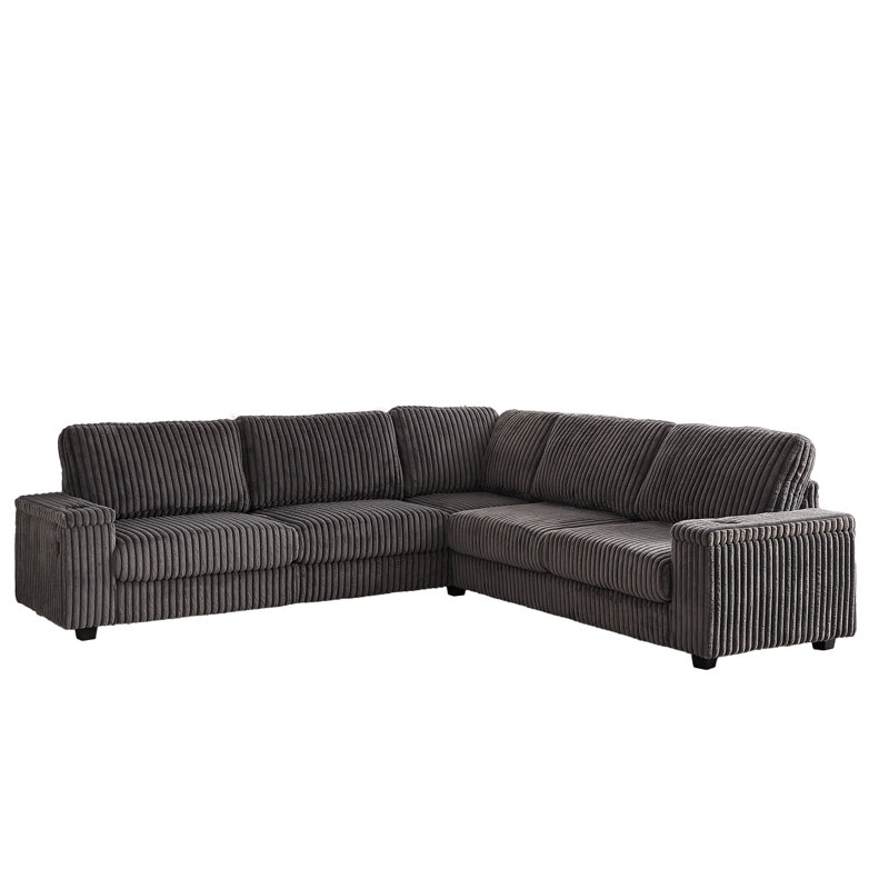 Canapé d'angle 5 places en velours côtelé gris L 110 po Comfy
