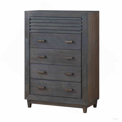 Transitional Style 1Pc Chest Slat Design Mortise And Tenon Joinery Charcoal Brown Finish Bedroom Furniture