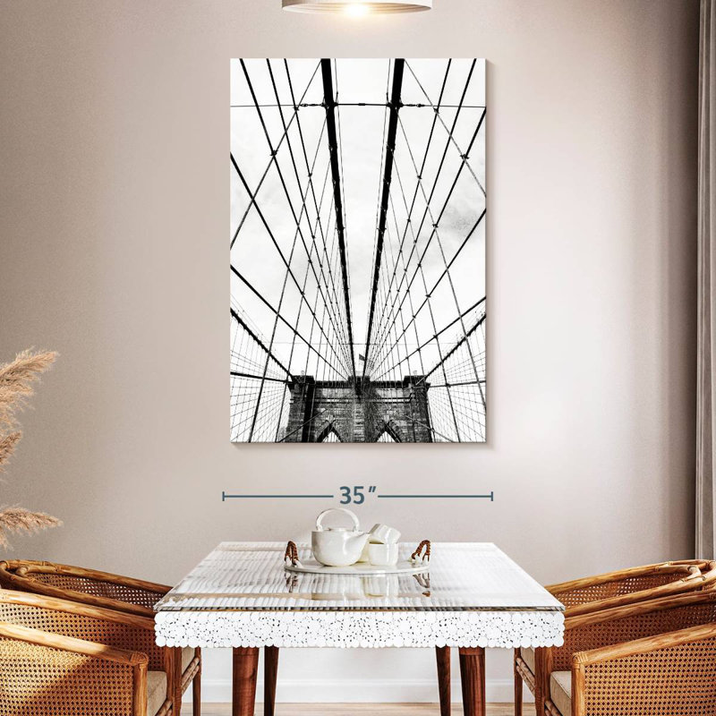 Aime Brooklyn Bridge Black And White, 51" H x 34" W