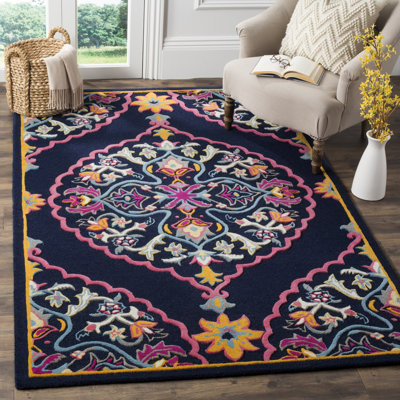 Blokzijl Handmade Wool Blue/Pink/Navy Blue Rug