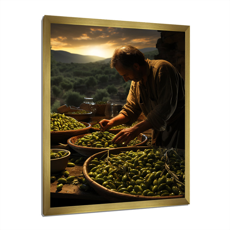 Espagne Espagne Olive Harvest II - impression, H 20 po x l 12 po x P 1 po, Encadrement doré