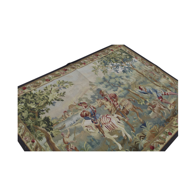 Tapis bleu et brun noué à la main de haute qualité