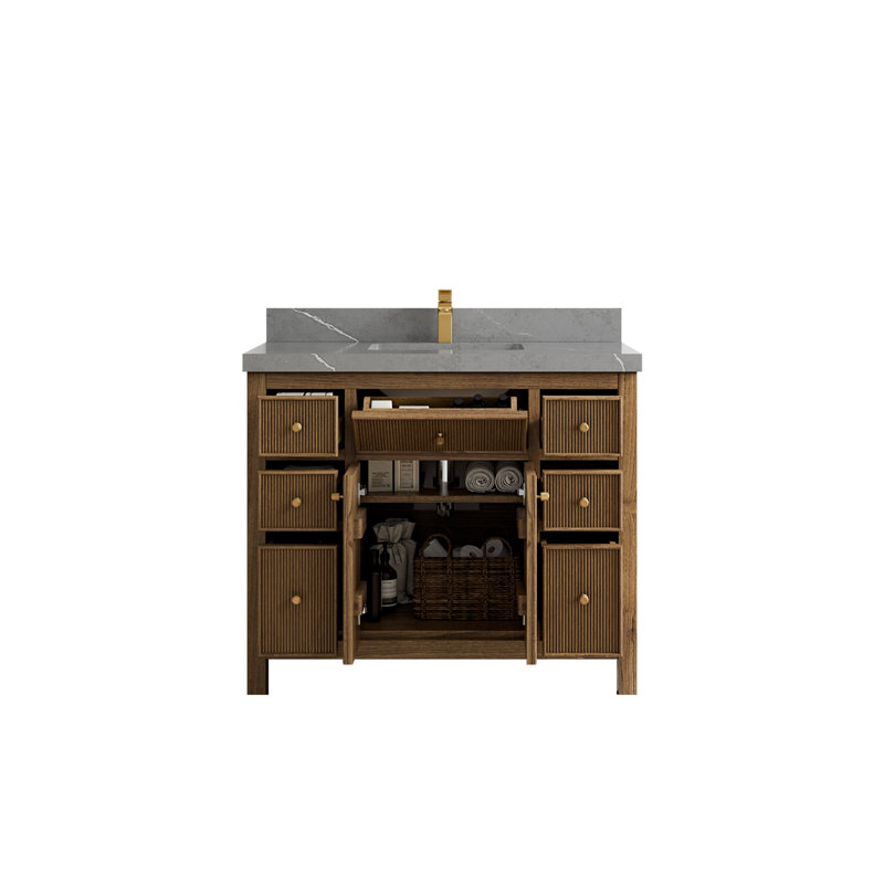 Ensemble de meuble-lavabo simple 42 po, Gris Piatra