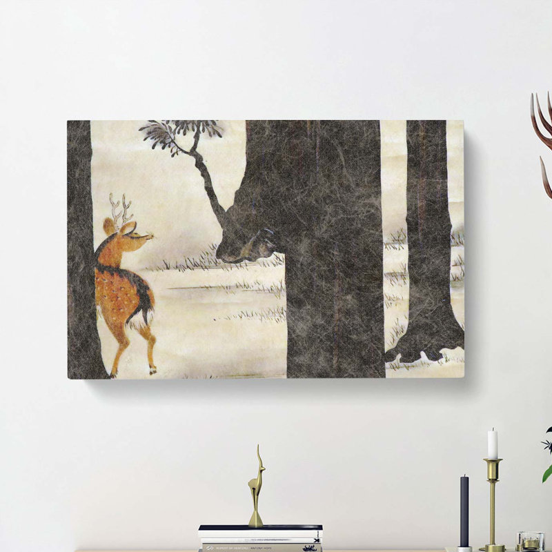 Deer in a Forest by Shibata Zeshin - Wrapped Canvas, 35cm H x 50cm W x 3cm D