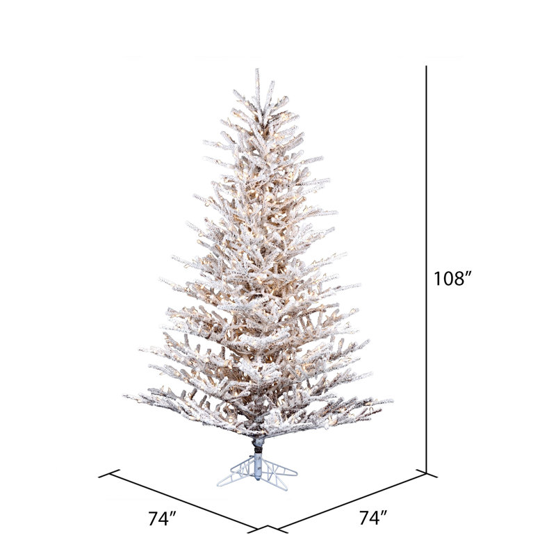 Flocked Stick Pine Artificial Christmas Tree, 9'