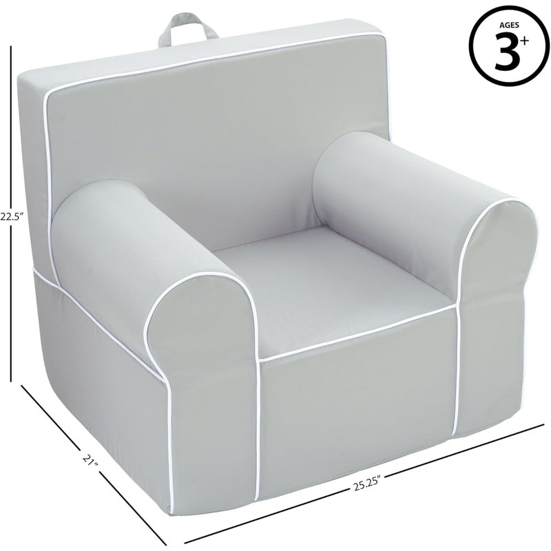 Everywhere Foam Armchair With Carry Handle, Gray Polyester