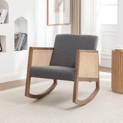 Chinnor Rocking Armchair With Rattan Armrests by Bay Isle Home