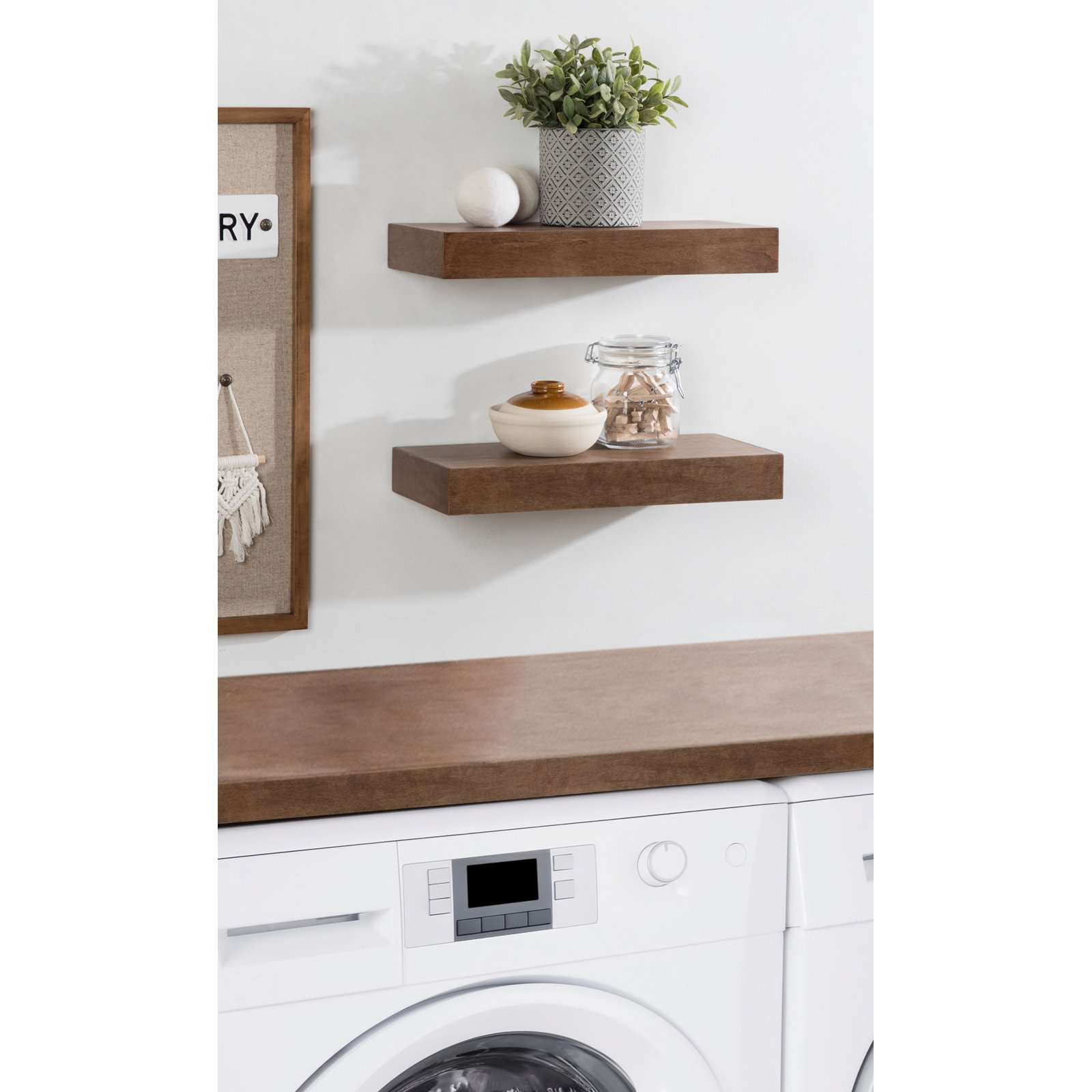 Jeremiah 2 Piece Picture Ledge Wall Shelf, Rustic Brown, 2.3" H x 18" W x 8" D