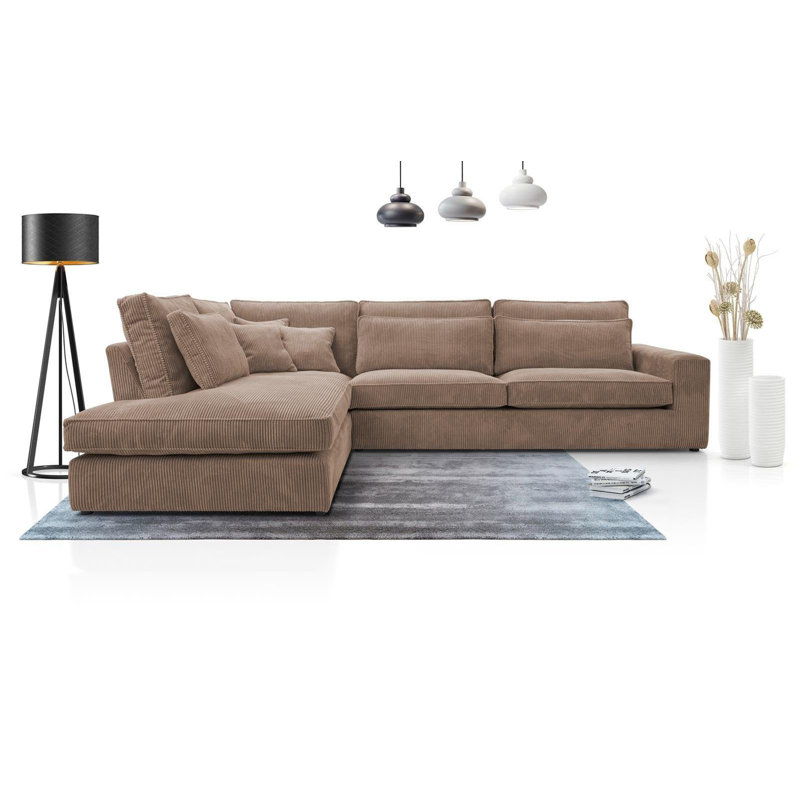 Rahshad 6 Seater Sofa & Chaise, Brown, Left Hand Facing