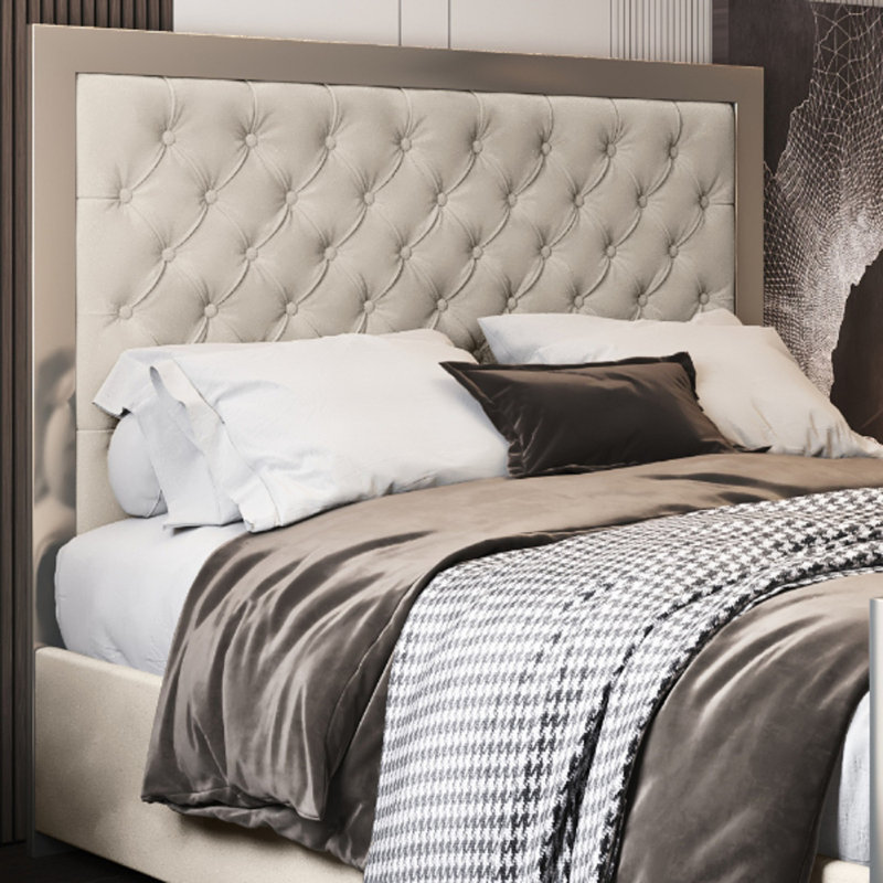 Aleeza Upholstered Bed, Double (4'6), Beige