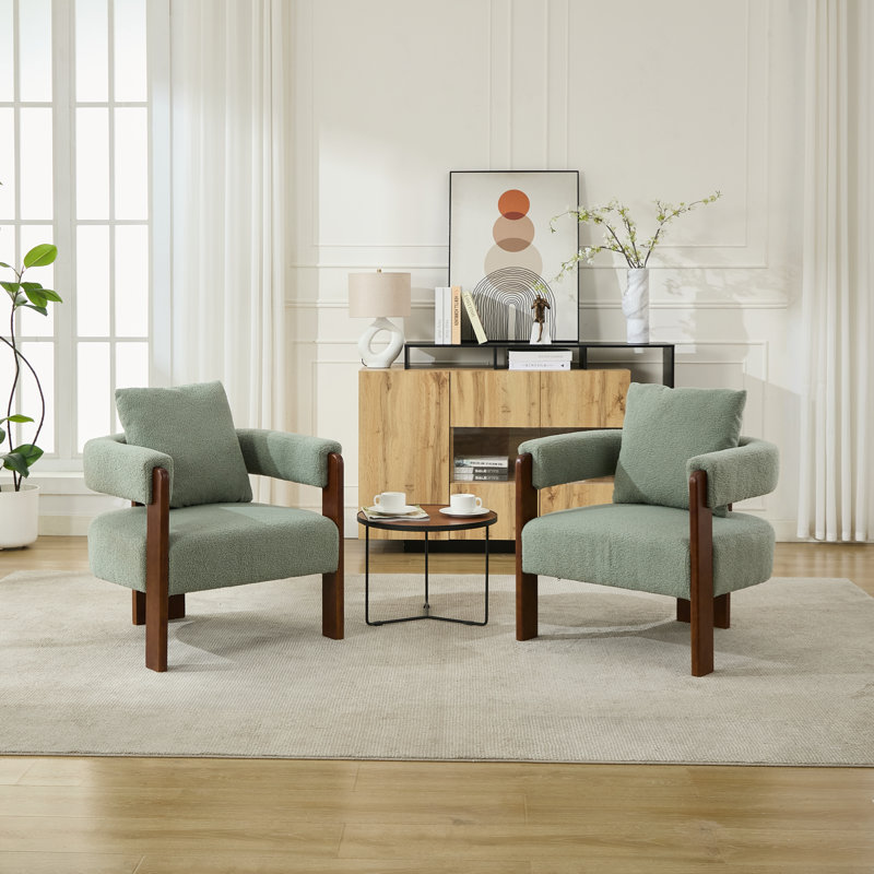 Upholstered 3-Legs Accent Chair, Green