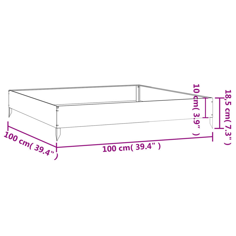 Almarene Metal Raised Garden Bed, 18.5cm H x 100cm W x 100cm D