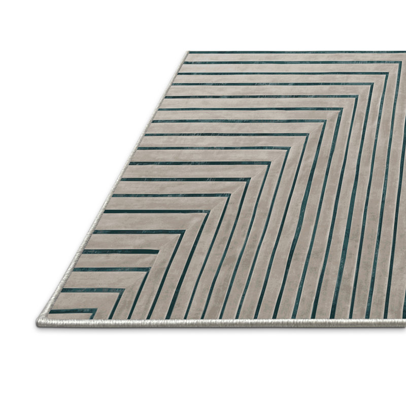 Tapis beige soyeux et moelleux, Rectangle 7 pi x 9 pi