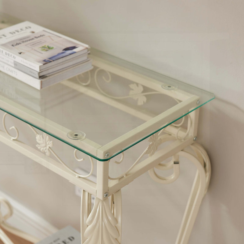  Barina Modern Style Fancy Glass And Metal Console Tables For Entrance Elegant Design, Sturdy Construction, And Functional Storage