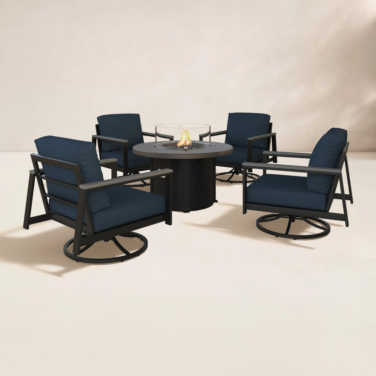 Townsend 4-Person Patio Seating Group, Canvas Navy Sunbrella® Canvas, Gray