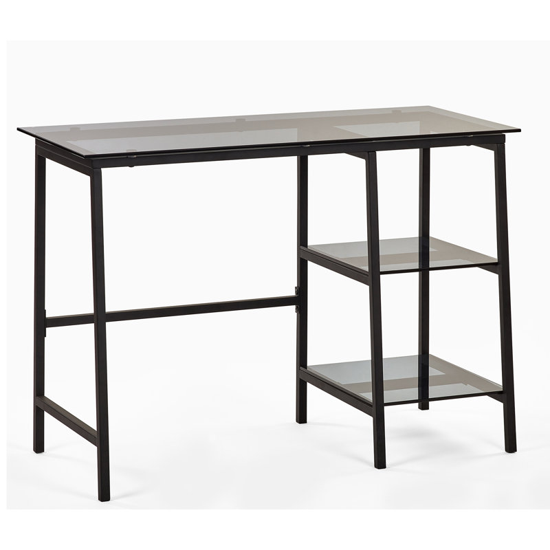 Kwanisha Glass Top Metal Base Writing Desk