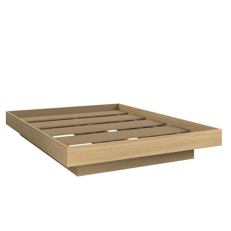 Chambre Zen Kappa - Lit plateforme seulement - Assemblage facile, aucun sommier requis, Beige
