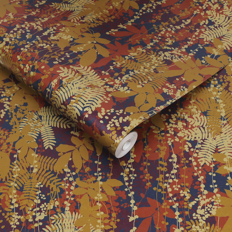 Floral Metallic Wallpaper Roll, Autumn
