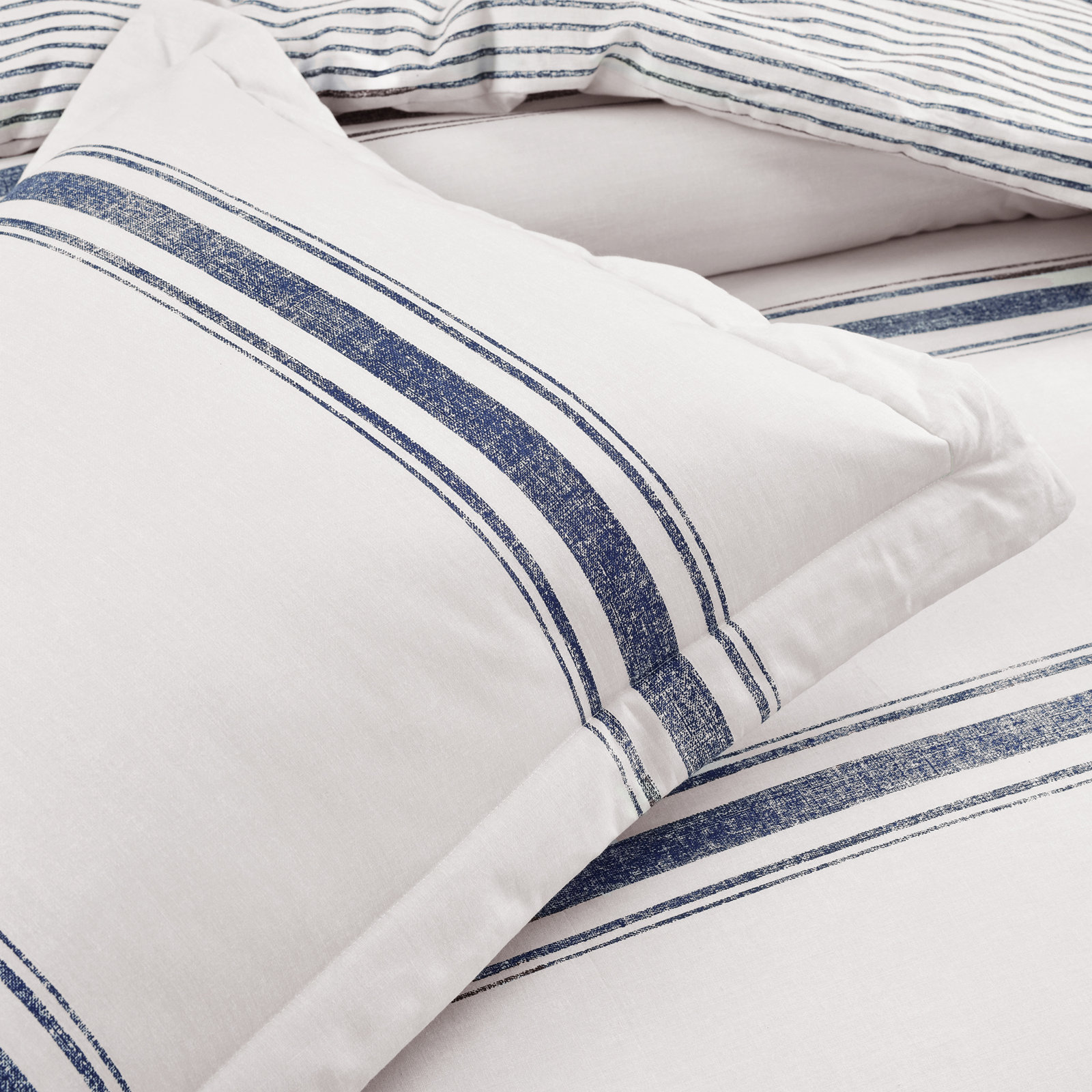 Cotton Duvet Cover Set, Queen Duvet Cover + Standard 2 Shams, Navy