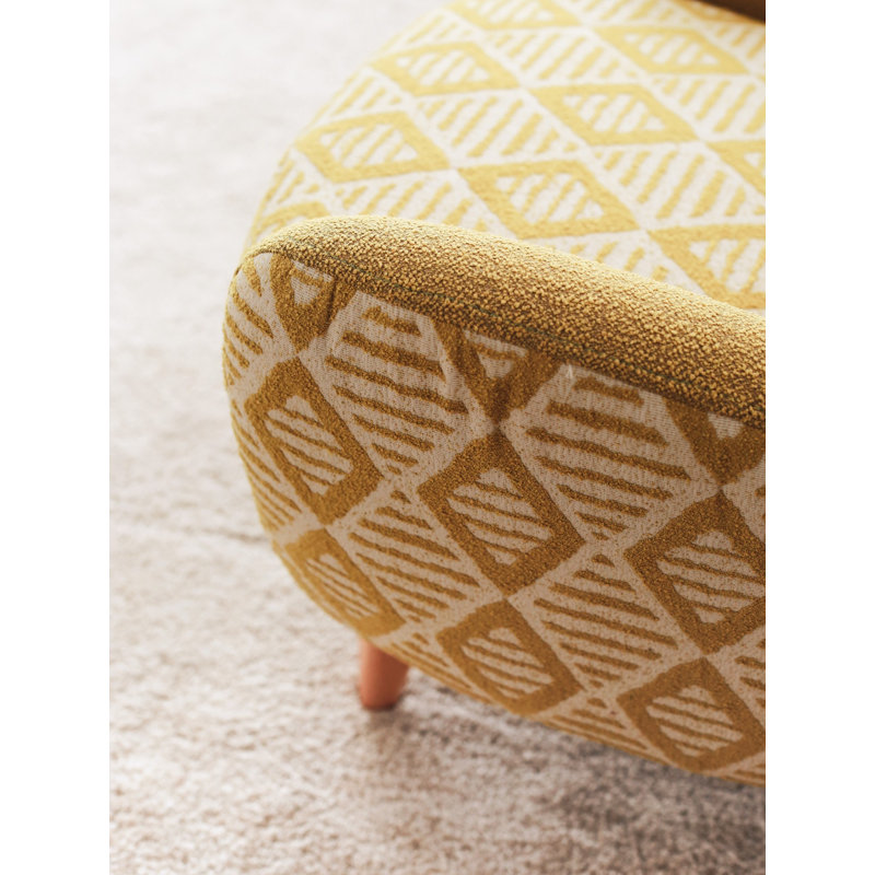 Fauteuil à oreilles élégant, tissu en peluche jaune, 29,5 po x 37,4 po x 34,6 po | Cadre 100% bois, hauteur des pieds 17,0 pouces | Hauteur d'assise confortable: 16,9 pouces | Parfait pour le salon et les sièges confortables, conception élégante