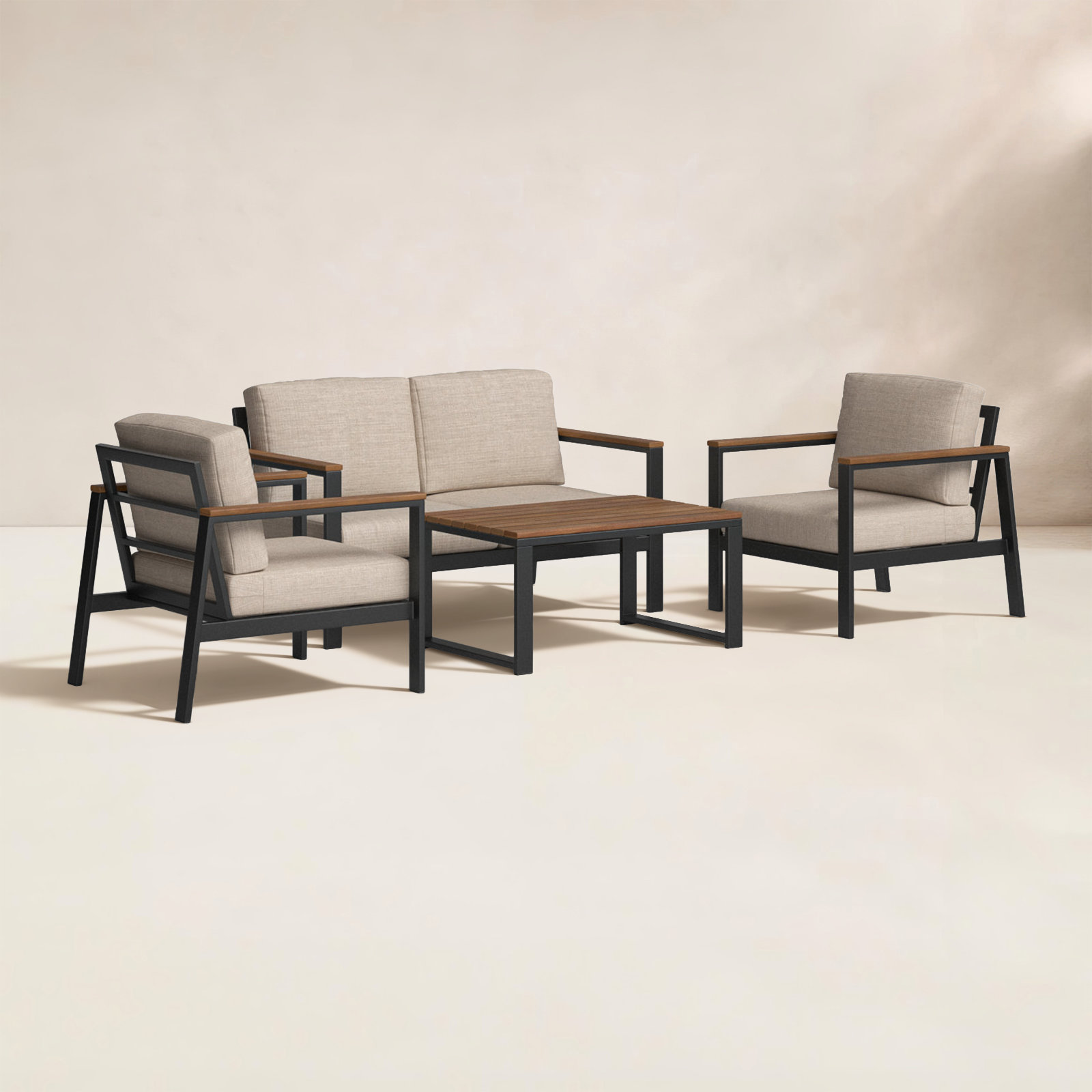 Townsend 4-Person Sunbrella® Patio Seating Group, Sunbrella® Cast Silver, Antique Mahogany