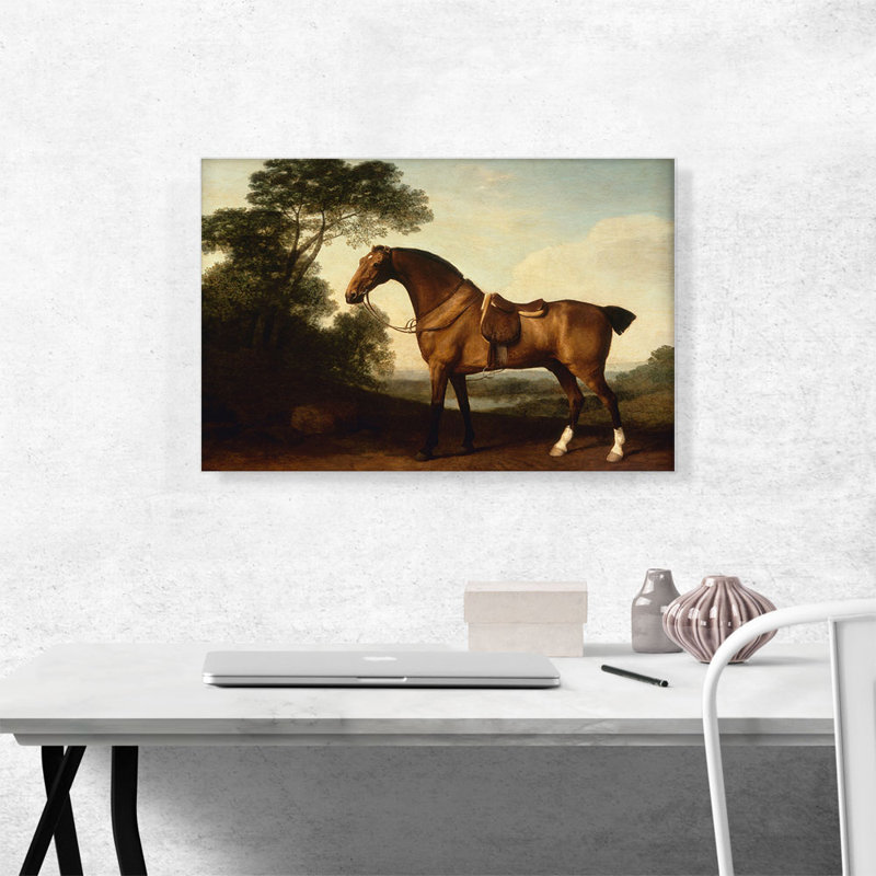 «A Saddled Bay Hunter» par George Stubbs, reproduction d'art sur toile tendue, H 18 po x l 26 po x P 0,75 po
