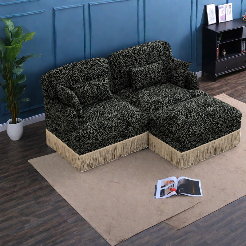 Deep Seat Modular Sofas, Chenille Leopard Modern Living Room Home