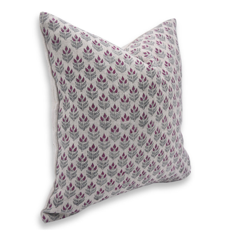 Linen Pillow Cover, Rectangular, 14" x 36", Green/Gray Floral 1