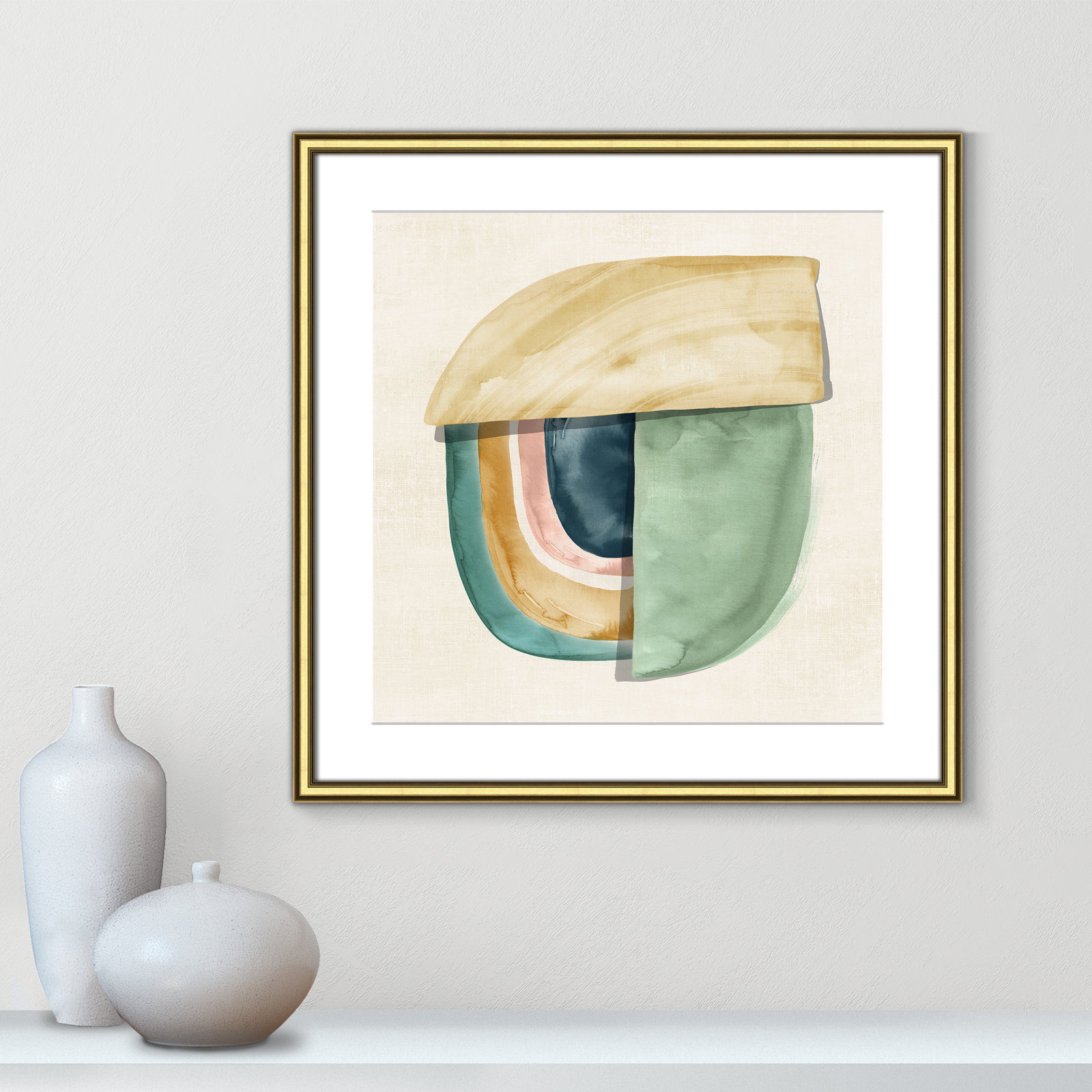 Louella "Shape Form II" Print by Emma Peal, Gold, 24.75" H x 24.75" W x 0.875" D