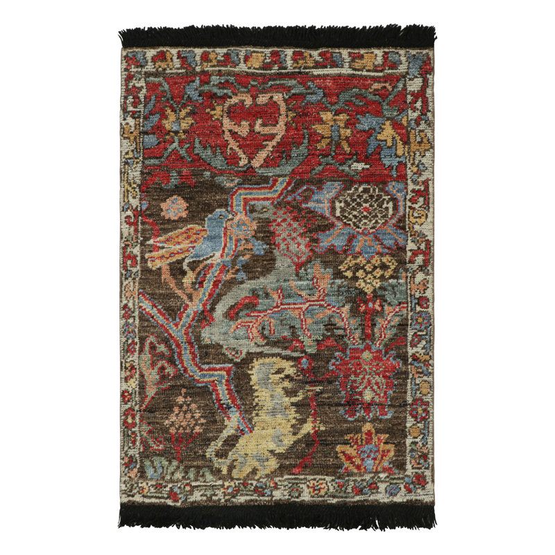 Burano Hand Knotted Wool Animal Print Area Rug, Rectangle 4' x 6'