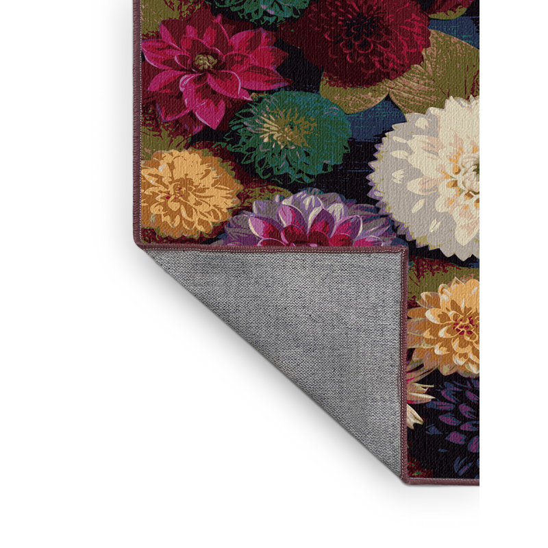 Tapis rouge botanique lavable à la machine, Carré 6 pi
