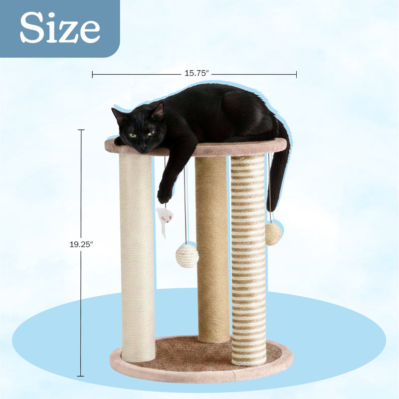Griffoir pour chat PETMAKER - Griffoir avec base et perchoir recouverts de moquette - Protection contre les griffures pour chats d'intérieur - Beige