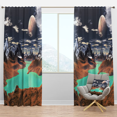 The Green Lake Planet - Novelty Curtain - Velvet Room darkening - 1 panel