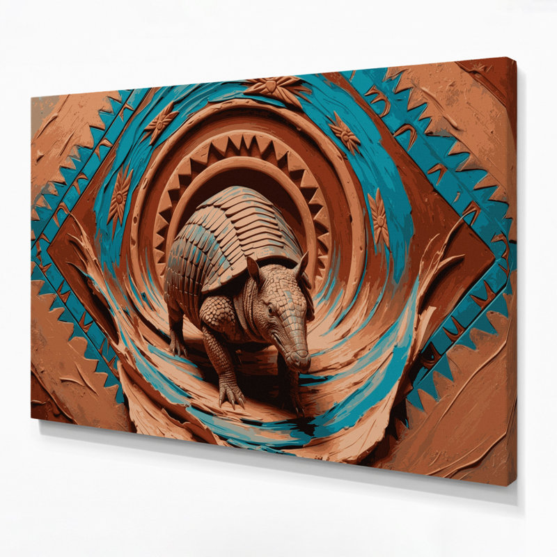 Southwestern Animals Armadillo Brown Canvas Wall Art, 8" H x 10" W