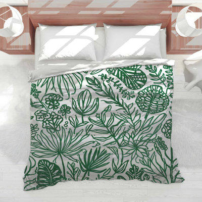 Green Line Art Foliage Comforter