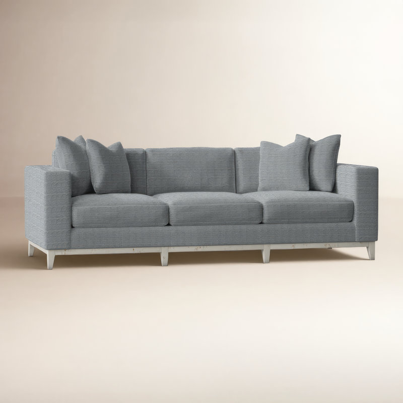 Noel 100" Square Arm Velvet Sofa, Dark Gray Chenille 5533-011, Antique White