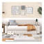 Lit de jour simple rembourré avec accoudoirs de rangement, gigogne et design USB, beige