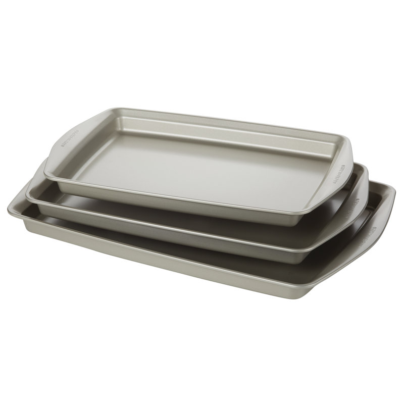 Silver Nonstick Steel 3-Piece Cookie Pan Set