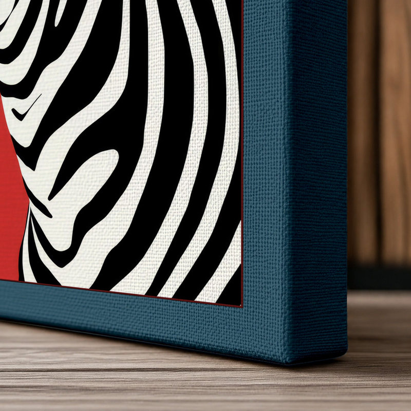 Zebra Portrait Modern - Wrapped Canvas, 18x12 - 45.7 x 30.5 cm, Teal Border