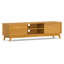 Meuble télé bas en bois massif de style Mid-Century de 72 po de largeur Lennon pour téléviseur de 80 po ou moins avec 2 portes coulissantes et tablette réglable-109702814