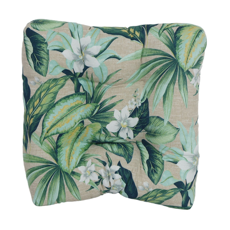 Outdoor 5'' Seat Cushion, Beige/Green Floral