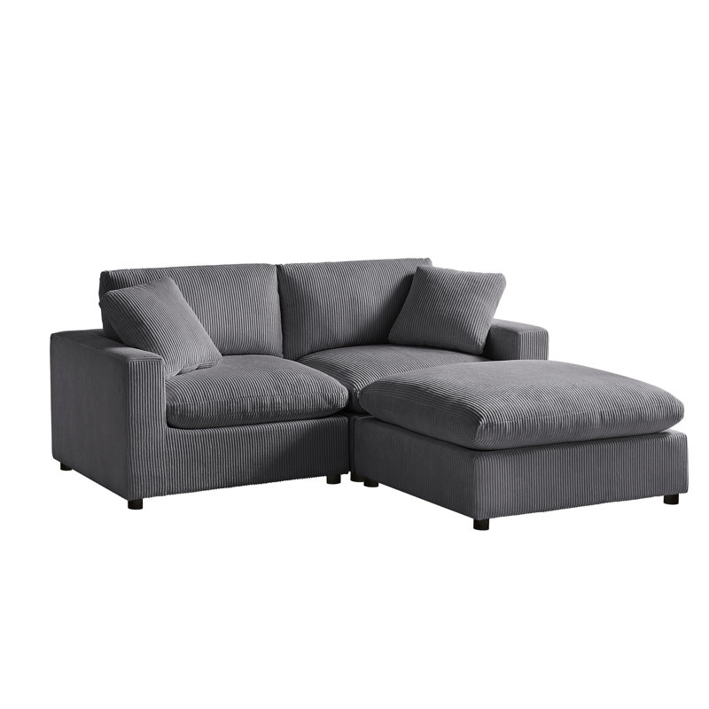 Vinessa Modular 3-Piece Sofa, Gray Corduroy