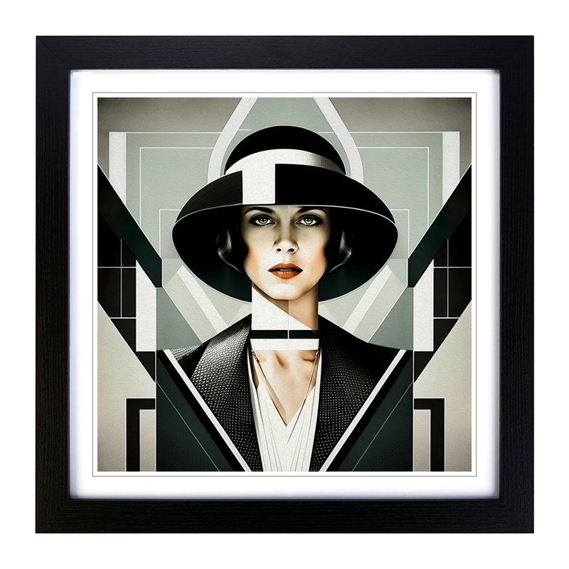 Art Deco Woman Suprematism - Framed Print, Black