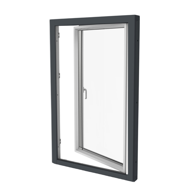 Elite Euro Black and White Vinyl Tilt/Turn Window with Double-Pane Glass