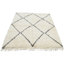 Tapis noir / beige / brun clair unique des années 1990 de 5 pi 5 po x 6 pi 6 po