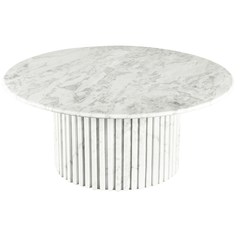 Genoa Tokay Pedestal Coffee Table, White Marble