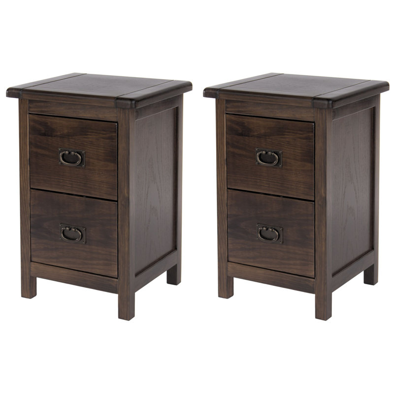 Somerville 2-Drawer Petite Bedside Table | Deep Rustic Brown Lacquer